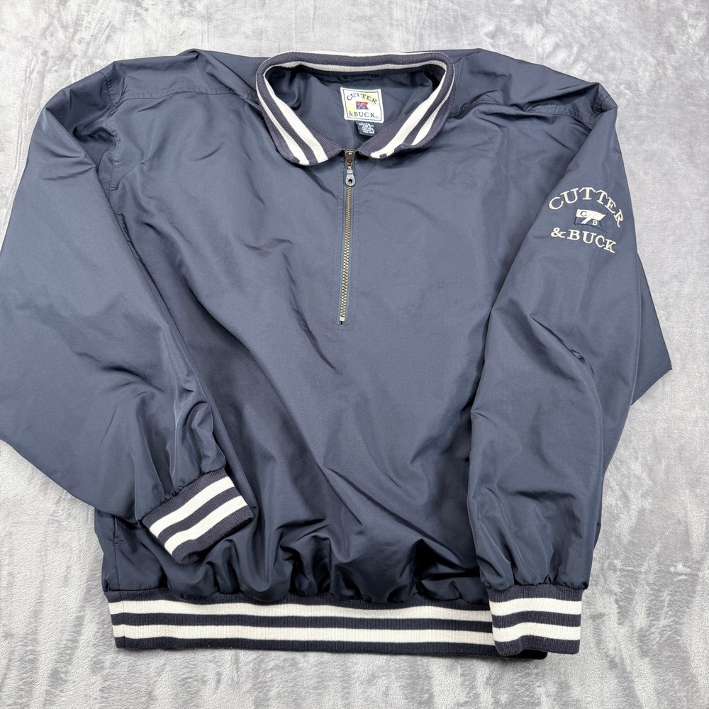 Cutter & Buck Windbreaker Mens XL Navy Blue ClimaGuard Quarter Zip Pullover Golf